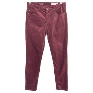 AG Anthropologie Size 27 Pants Red Corduroy Skinny Velour The‎ Stevie Ankle 152